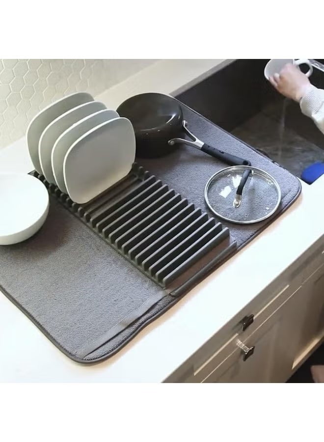 Generic 2 in 1 Dish Drying Rack with Super Absorbent Microfiber Mat, Dish Drying Rack - Image 2